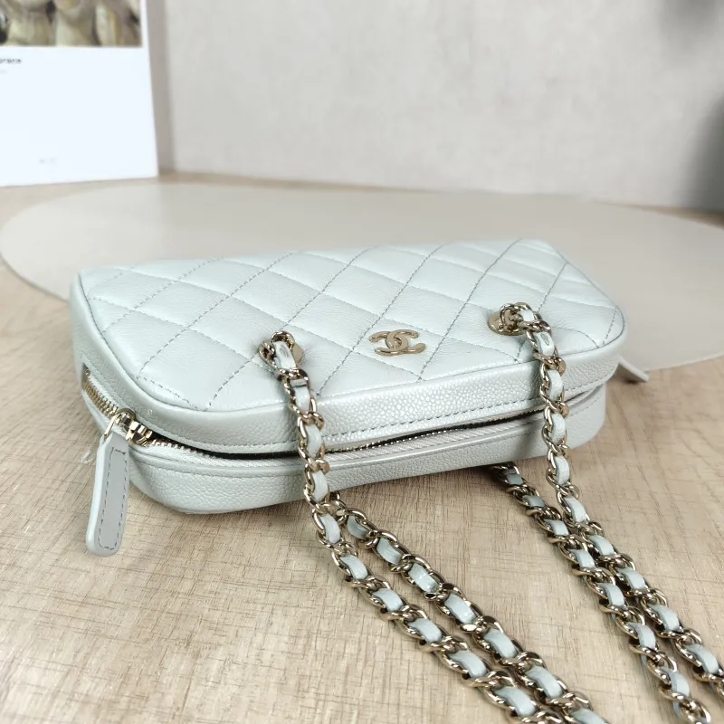 Chanel Crossbody Bag 26p Dome Bag Grey Grained Calfskin One Size 20 × 4.5 × 11 cm — detail view 8 of 11