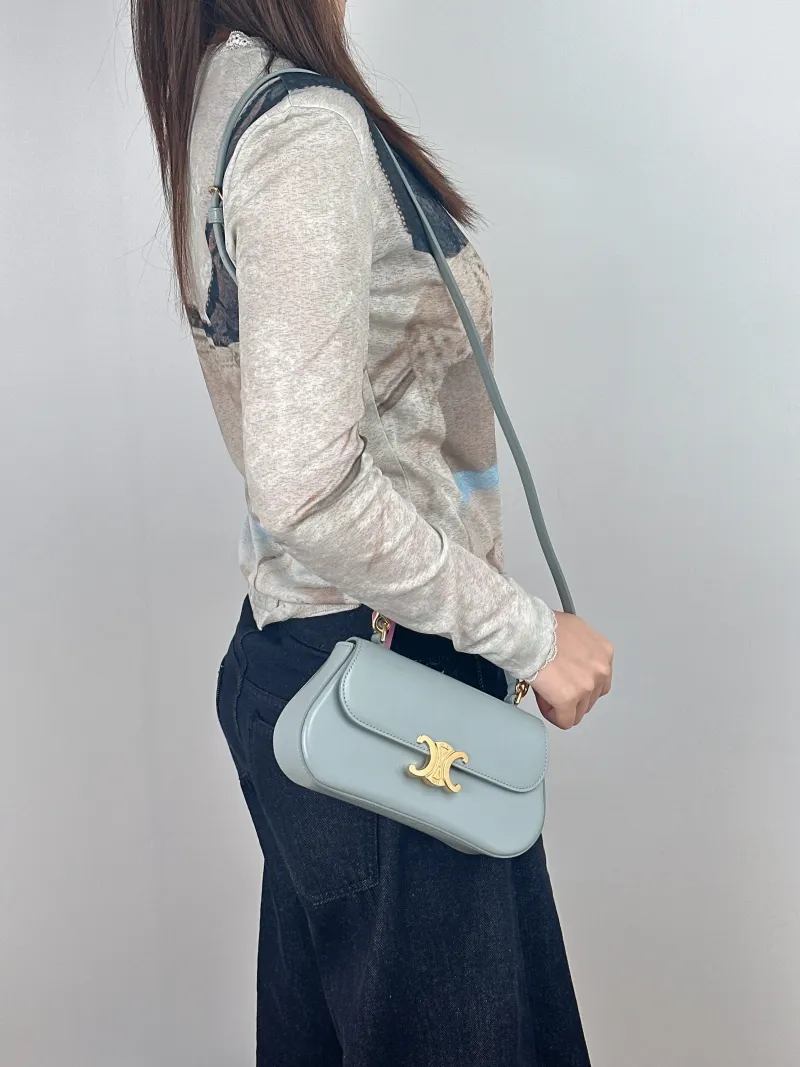 CELINE Crossbody Bagteen lola Crossbody Bag Blue Calfskin20 × 8.5 × 11.5 cm — on-model view 3 of 3