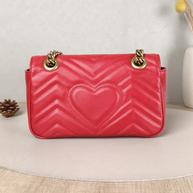 GUCCI Crossbody Bag GG Marmont Small Marmont 22 Red Calfskin Small 22 × 6 × 13 cm — cover view 2 of 5