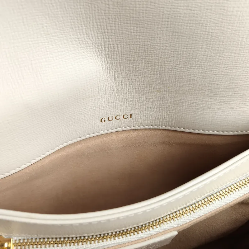 GUCCI Crossbody Bag Horsebit 1955 Horsebit Medium White Monogram PVC Medium 25 × 8 × 18 cm — detail view 3 of 13