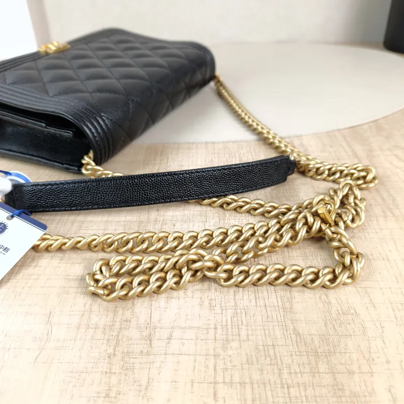Chanel Crossbody Bag Le Boy​ WOC Black Grained Calfskinmini19.2 × 3.5 × 12.3 cm — detail view 14 of 14