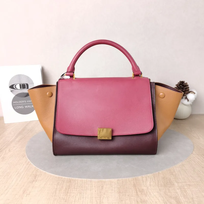 CELINE Crossbody Bag Trapeze Colorblock Calfskin Small27 × 13 × 22 cm