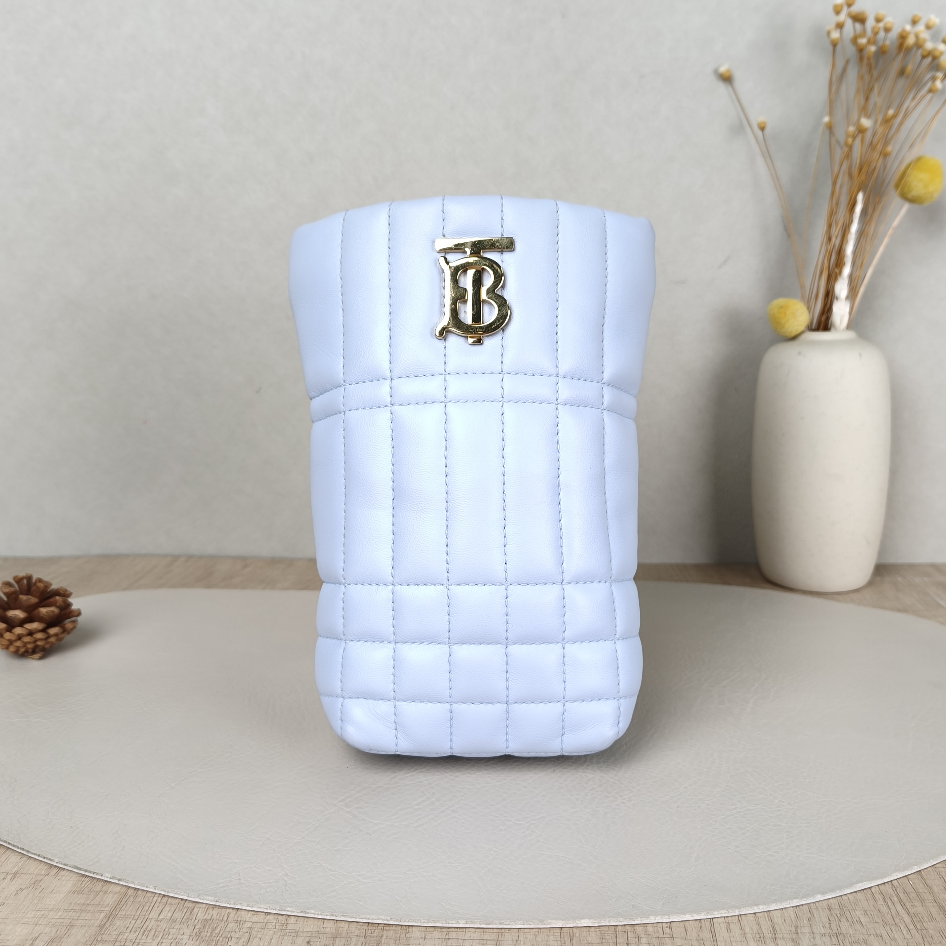 BURBERRY Crossbody Bag Bucket Bag Blue Calfskin One Size10 × 5 × 19 cm