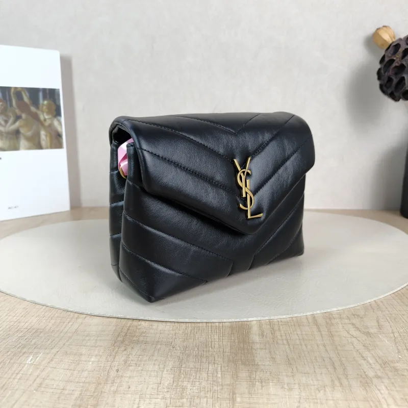 SAINT LAURENT Crossbody Bag LOULOU Black Calfskin Mini 20 × 7.5 × 14 cm — cover view 4 of 6