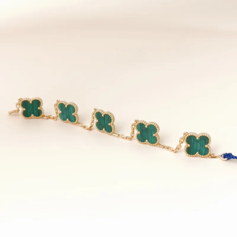 Van Cleef & Arpels Bracelet Alhambra Alhambra Collection Five-Motif Bracelet Malachite18KY ellow Gold Vintage Small19cm — cover view 3 of 12