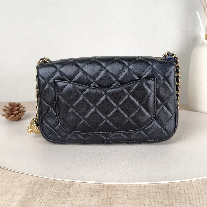 Chanel Crossbody Bag Classic Flap Large Mini CF Mini Black SL ambskin mini 20 × 6 × 12 cm — cover view 3 of 6