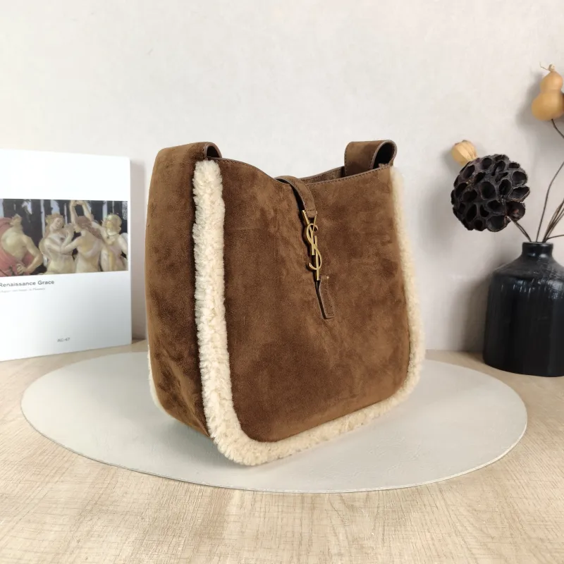 SAINT LAURENT Shoulder Bag LE 5 À 7 Hobo Brown Suede Small 22 × 8.5 × 23 cm — cover view 3 of 6