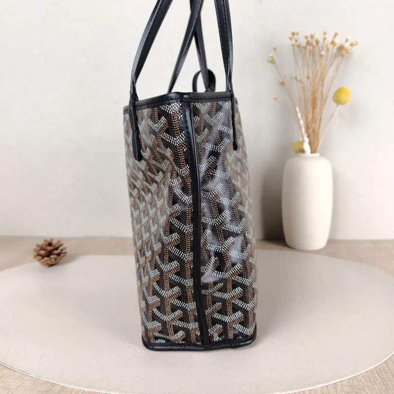 GOYARD Top Handle Bag ANJOU Shopping Tote Black ine Canvas Mini 19.5 × 9 × 19.5 cm — detail view 12 of 12
