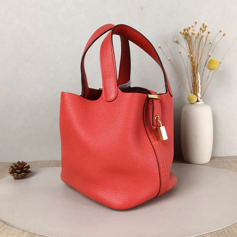 Hermès Top Handle Bag Picotin Lock 18 18S3 Red TC Calfskin Small18 × 13 × 18 cm — cover view 4 of 5