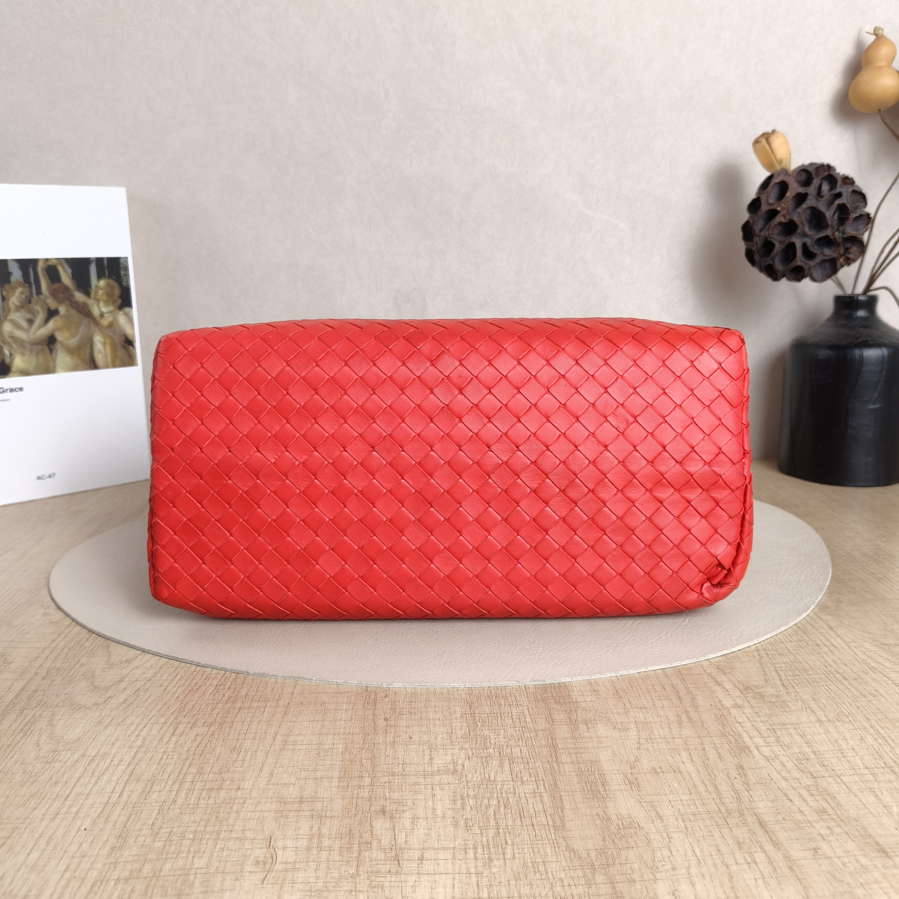 Bottega Veneta Top Handle Bag Woven Top Handle Bag Red Lambskin One Size31 × 14 × 19 cm — cover view 6 of 6