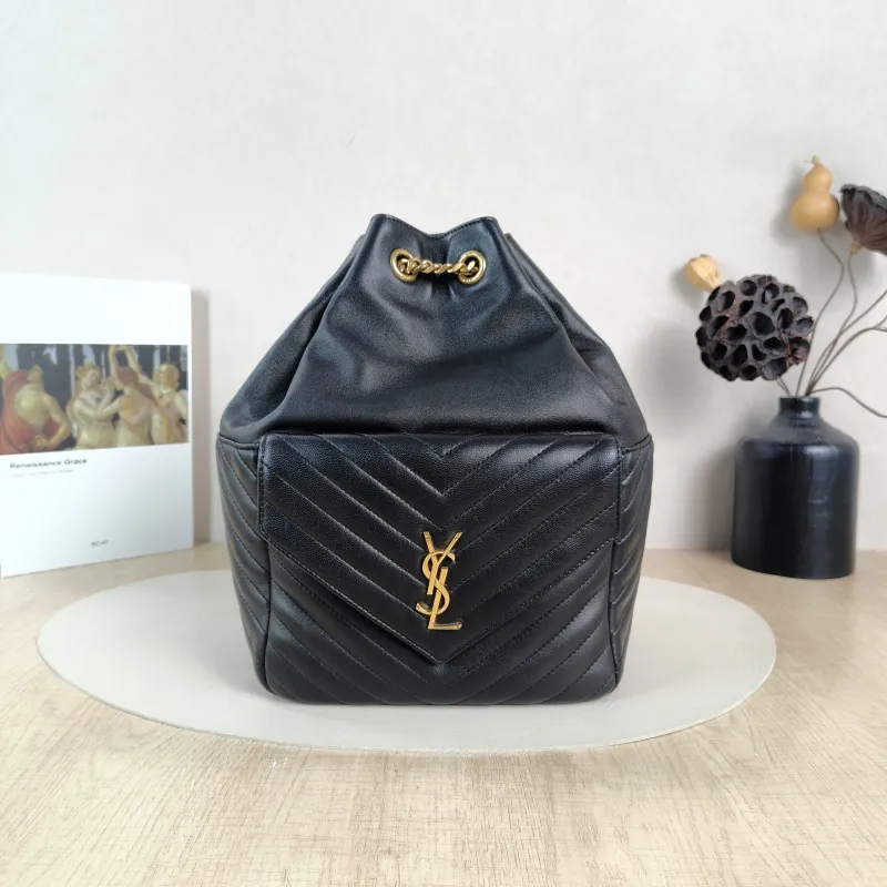 SAINT LAURENT Backpack Joe Backpack Black Lambskin One Size22 × 15 × 29 cm