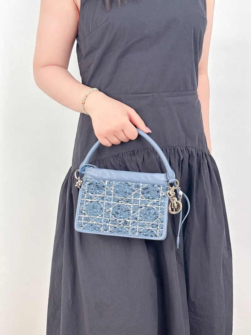 DIOR Shoulder Bag Shoulder Bag Blue Calfskin19 × 4 × 14 cm — on-model view 2 of 3