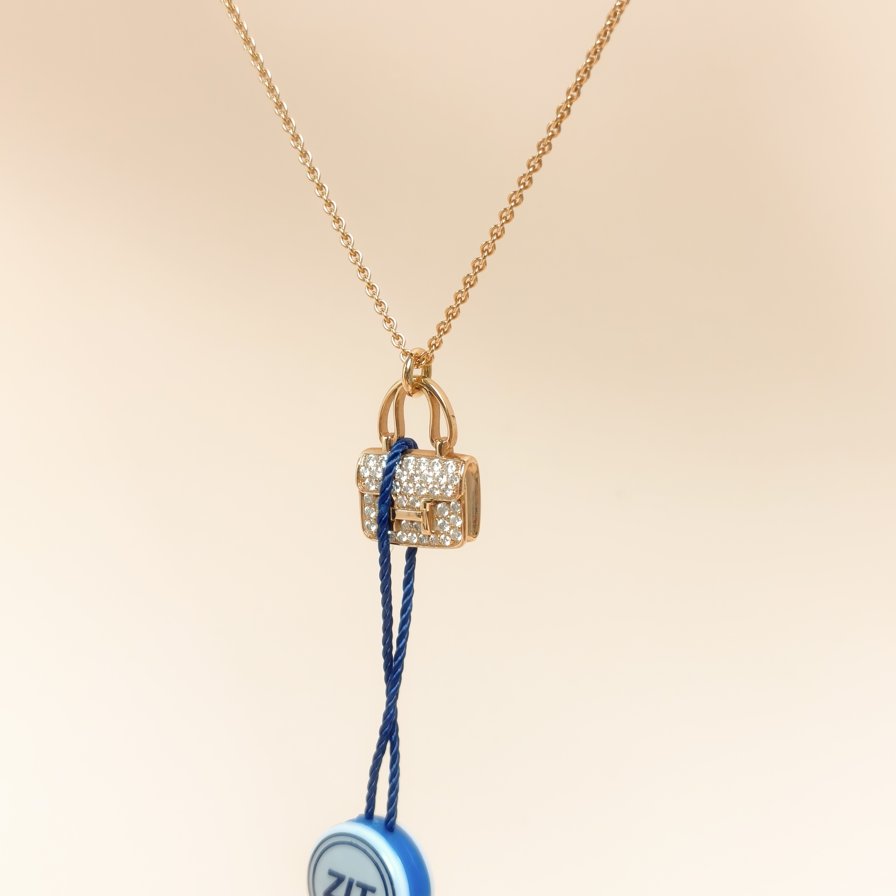 Hermès Necklace Amulettes Constance Pavé Diamond Necklace Rose Gold 18KR ose Gold One Size40cm — cover view 8 of 10