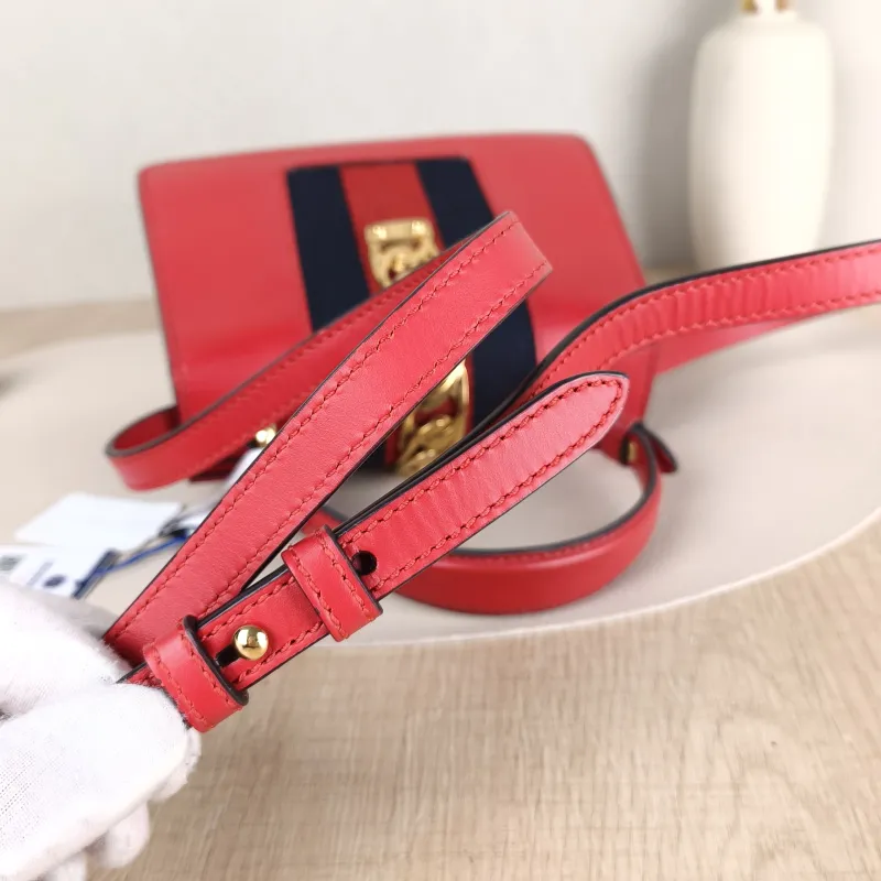 GUCCI Crossbody Bag Sylvie Edition Red Calfskin Mini 20 × 8 × 14 cm — detail view 12 of 12