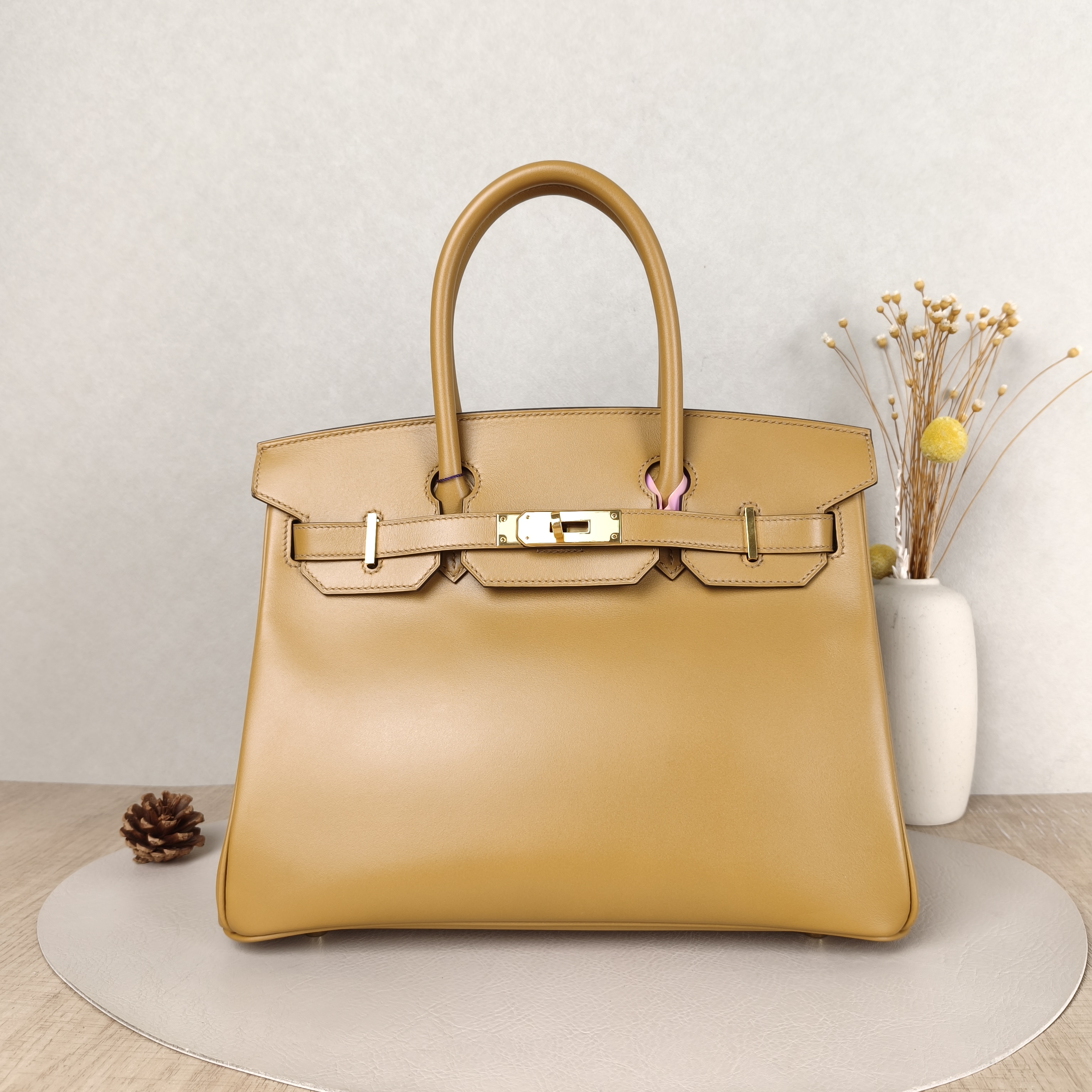 Hermès Top Handle Bag Birkin 30 Gold-Tone Hardware 21 Veau Tadelakt Calfskin Medium 30 × 16 × 22 cm