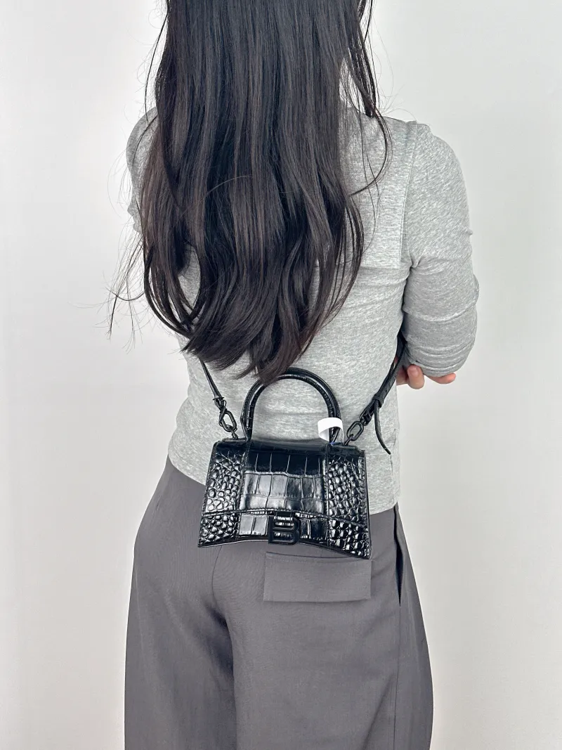 BALENCIAGA Crossbody Bag Hourglass Hourglass Bag Black Calfskinmini19 × 5 × 12 cm — on-model view 2 of 2