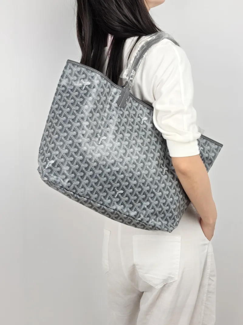 GOYARD Shoulder Bag SAINT LOUIS Shopping Tote Grey PVC Small 34 × 15 × 28 cm — on-model view 2 of 2