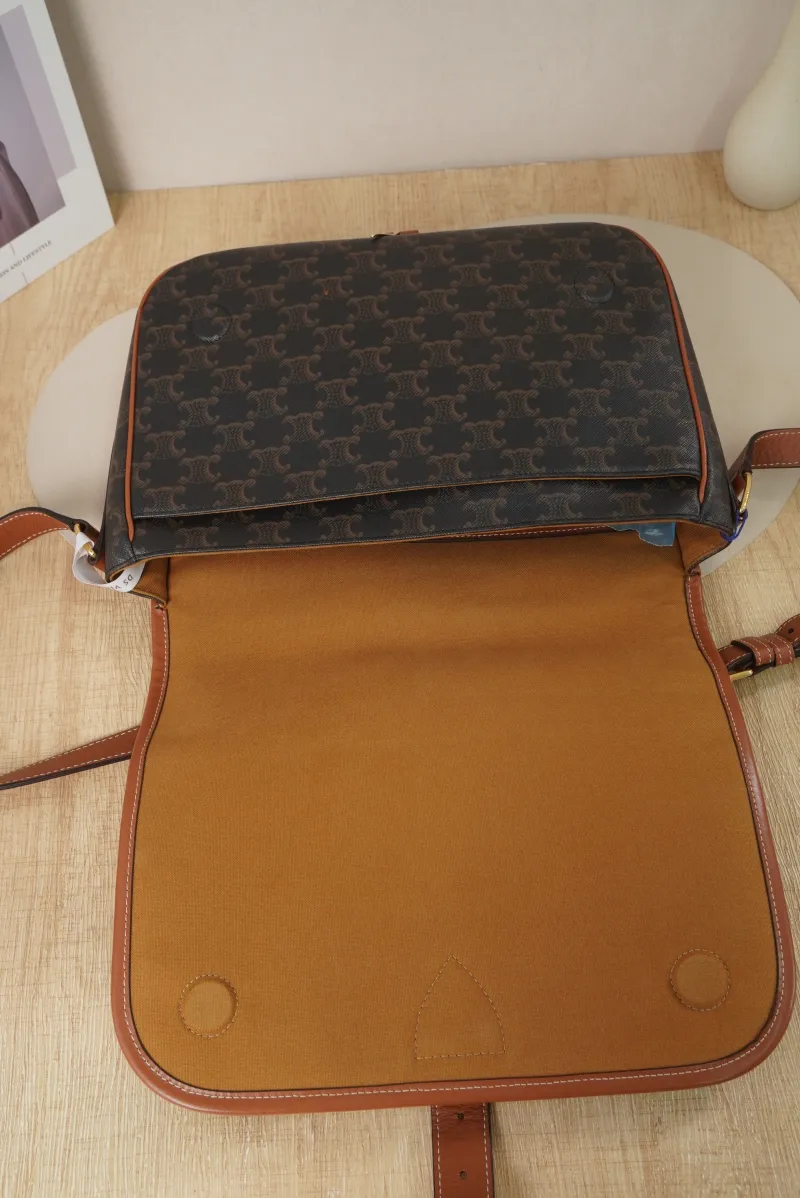 CELINE folco Crossbody Bag Brown Monogrampvc · 29 × 9 × 24 cm — detail view 13 of 18