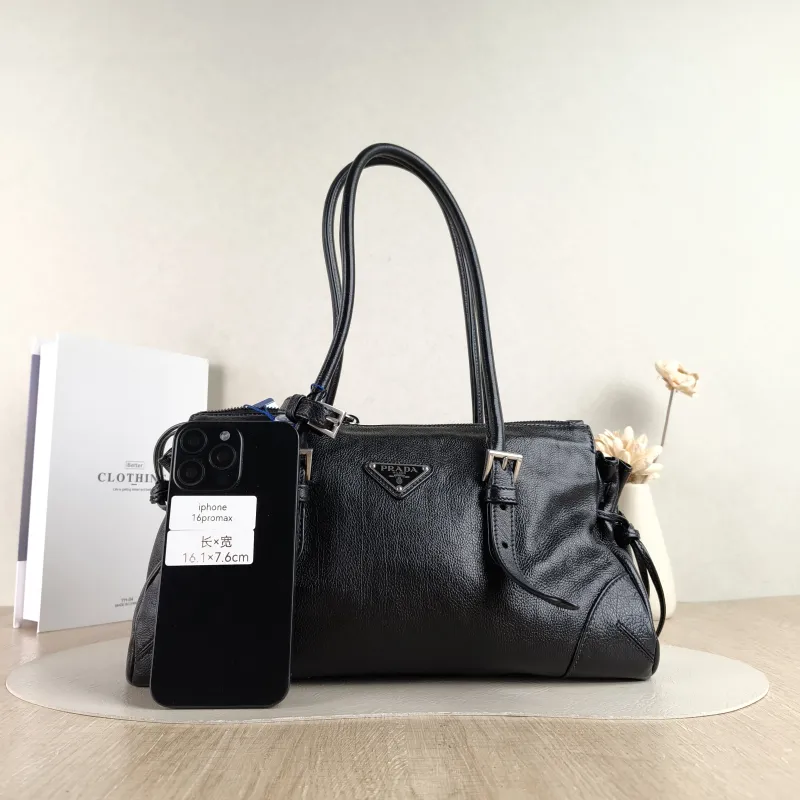 PRADA Shoulder Bag Karin Tote Bag Black Calfskin Medium 32 × 10.5 × 17.5 cm — cover view 5 of 5