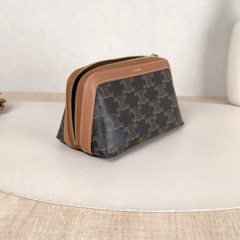 CELINE Cosmetic Bag Triomphe Cosmetic Bag Monogram PVC Small 14 × 8 × 9.5 cm — cover view 5 of 6