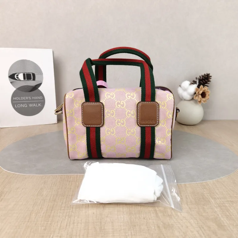 GUCCI Top Handle Bag Ophidia Pink Canvas One Size 20 × 12 × 13 cm — cover view 5 of 6