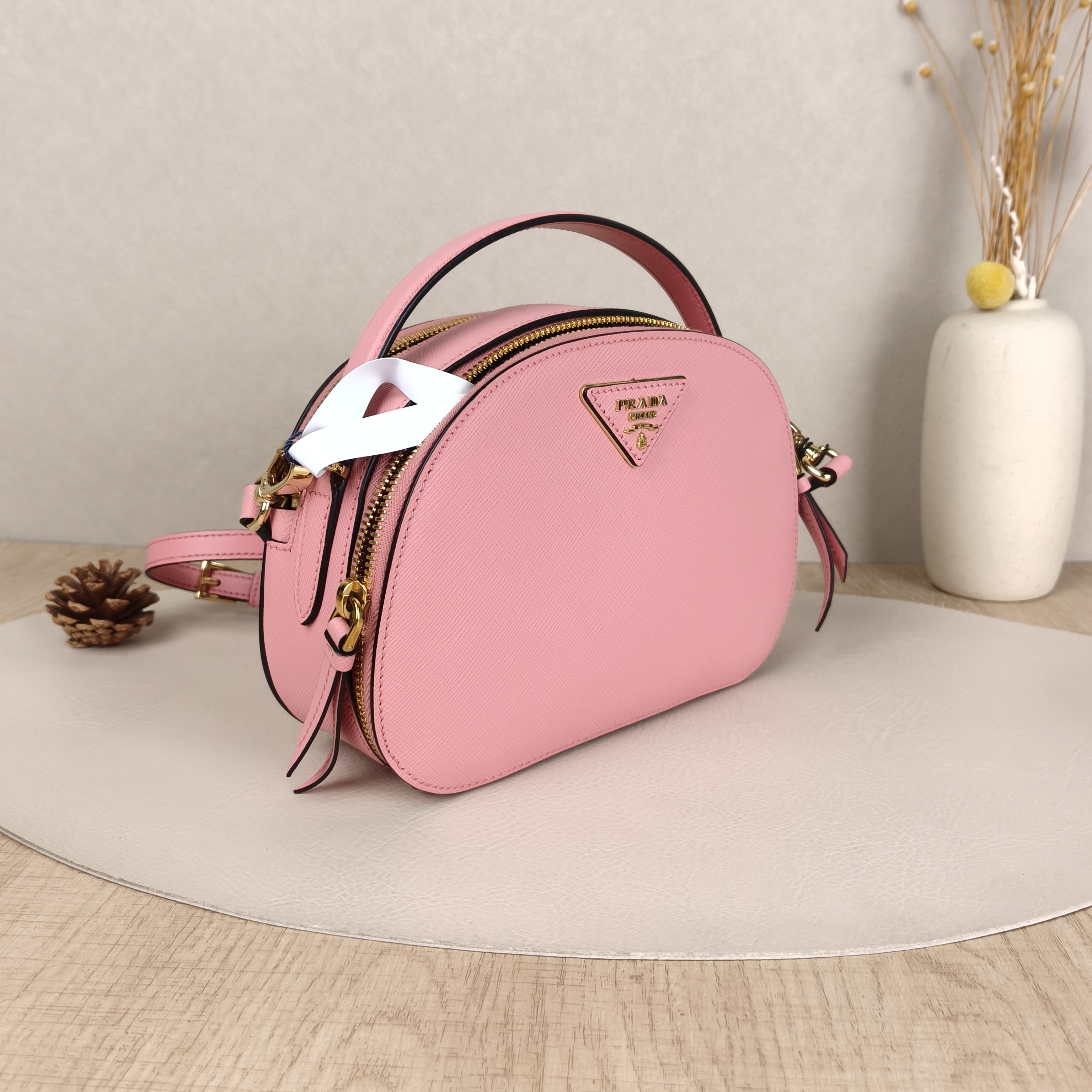 PRADA Crossbody Bag Crossbody Bag Clutch Pink Calfskin 21 × 6 × 14 cm — cover view 8 of 9