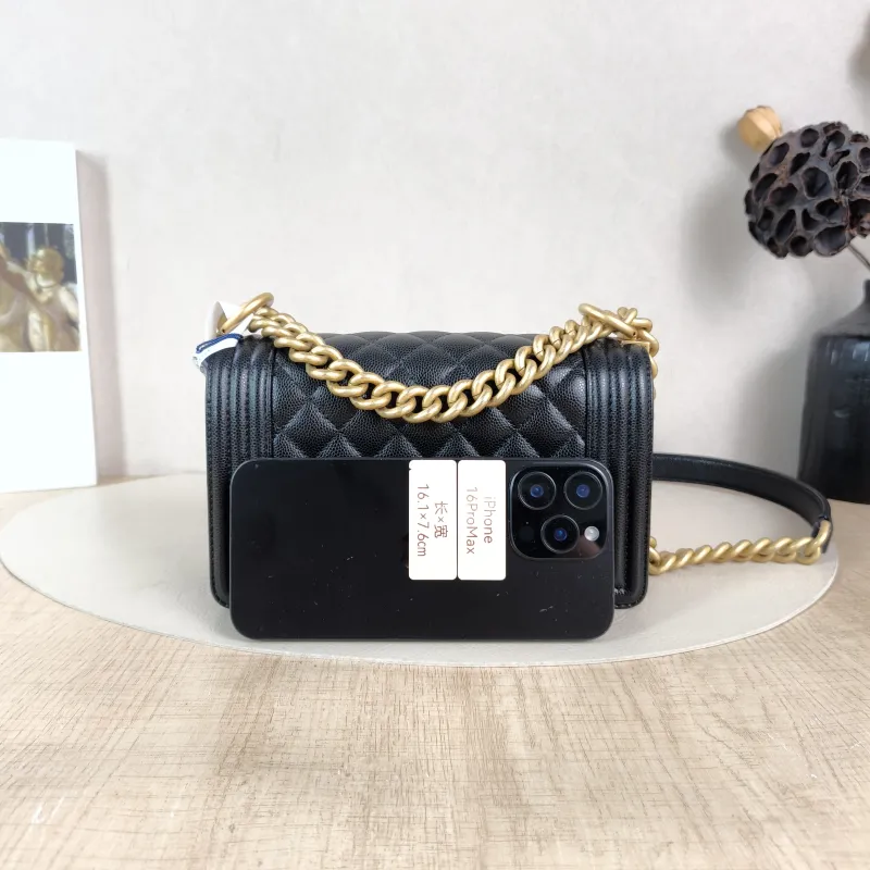 Chanel Crossbody Bag Le Boy Black Grained Calfskin Small 20.5 × 8.5 × 12 cm 25 — cover view 6 of 6