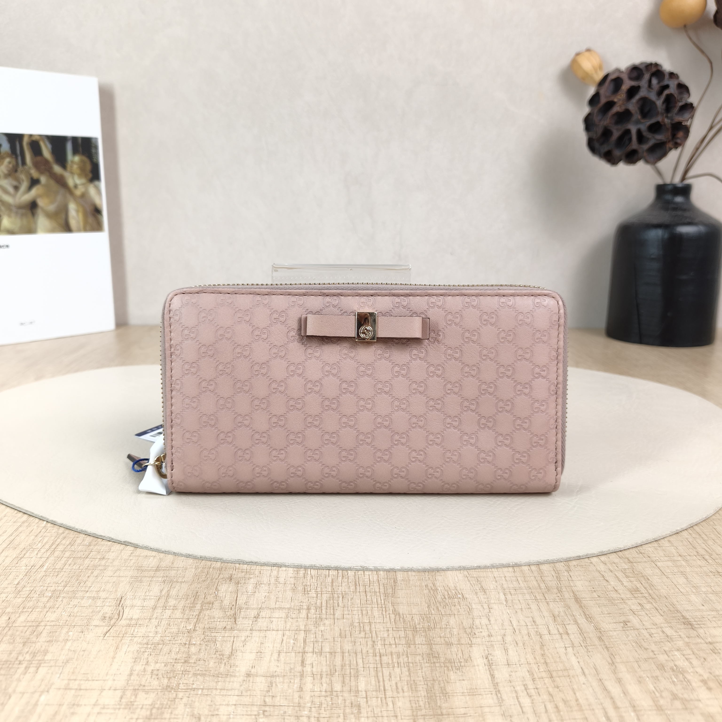 GUCCI Wallet Wallet Pink Calfskin One Size19 × 2.5 × 10 cm