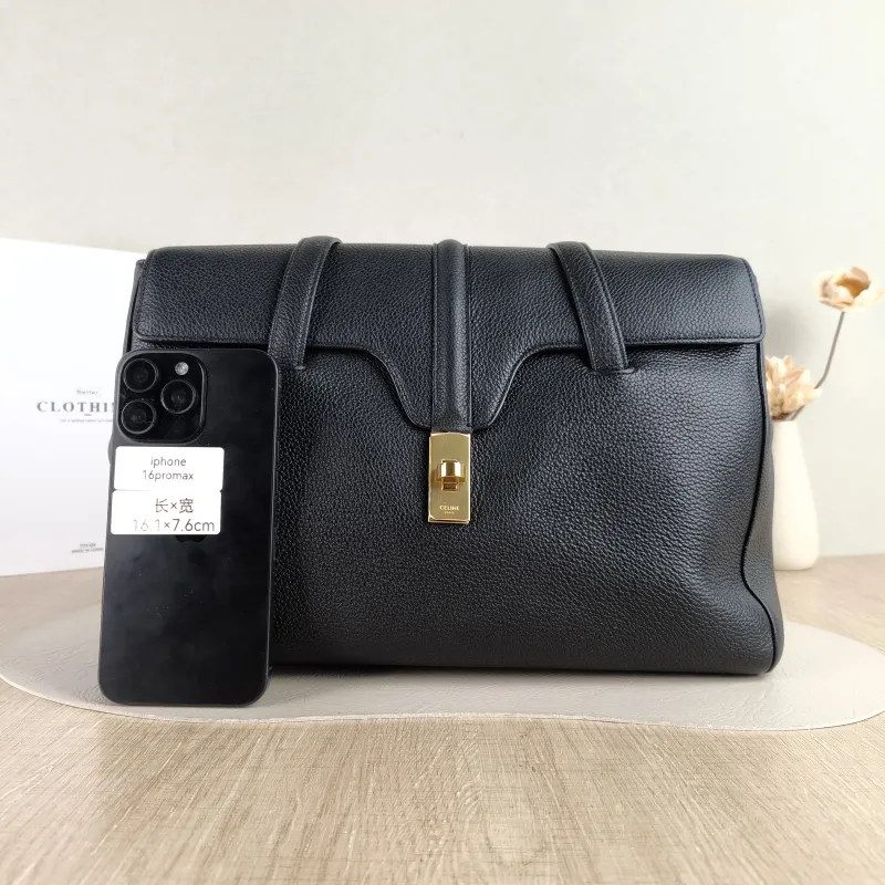 CELINE Shoulder Bag Soft 16Shoulder Bag Black Calfskin Medium 32 × 15 × 24 cm — cover view 3 of 5