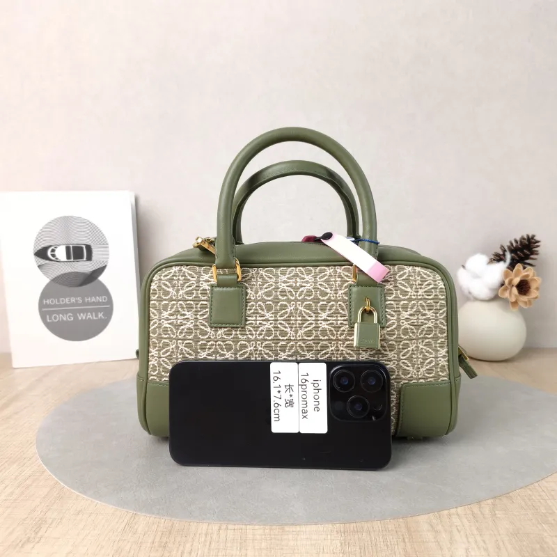 LOEWE Crossbody Bag amazona 23 Green Canvas One Size 24 × 10 × 15 cm — cover view 5 of 6