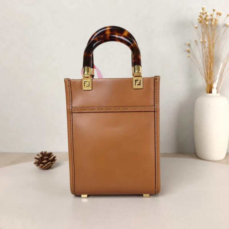 FENDI Crossbody Bag sunshine Caramel Calfskin Mini 13 × 6.5 × 18 cm — cover view 3 of 5