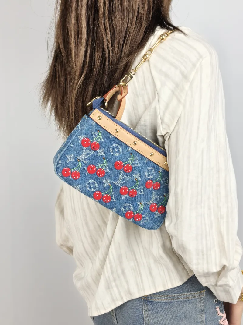 Louis Vuitton Shoulder Bag Pochette Accessoires Two Straps Blue · One Size 22 × 4 × 13 cm — on-model view 3 of 3
