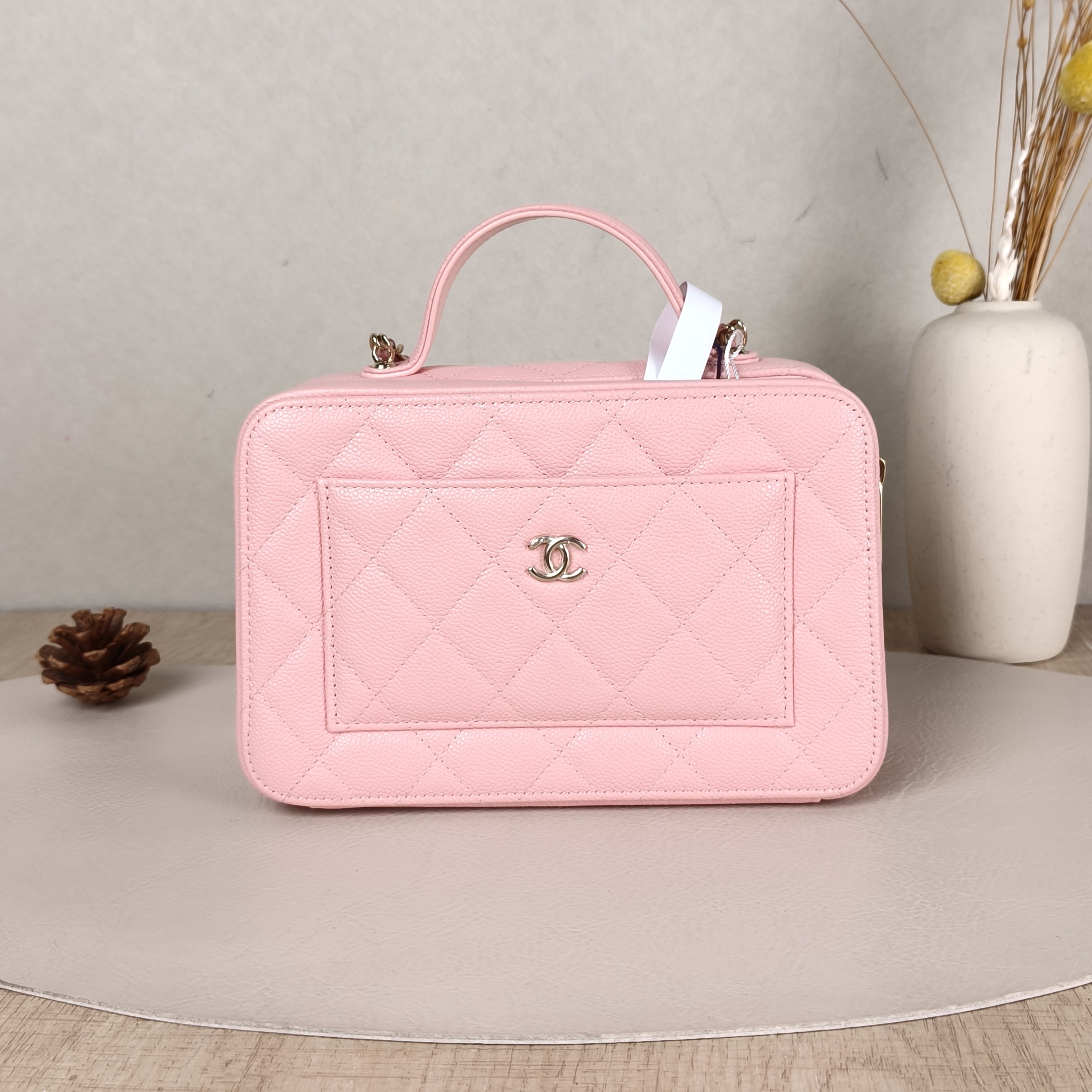 Chanel Crossbody Bag25b Pink Grained Calfskinmini19.5 × 8.5 × 12 cm