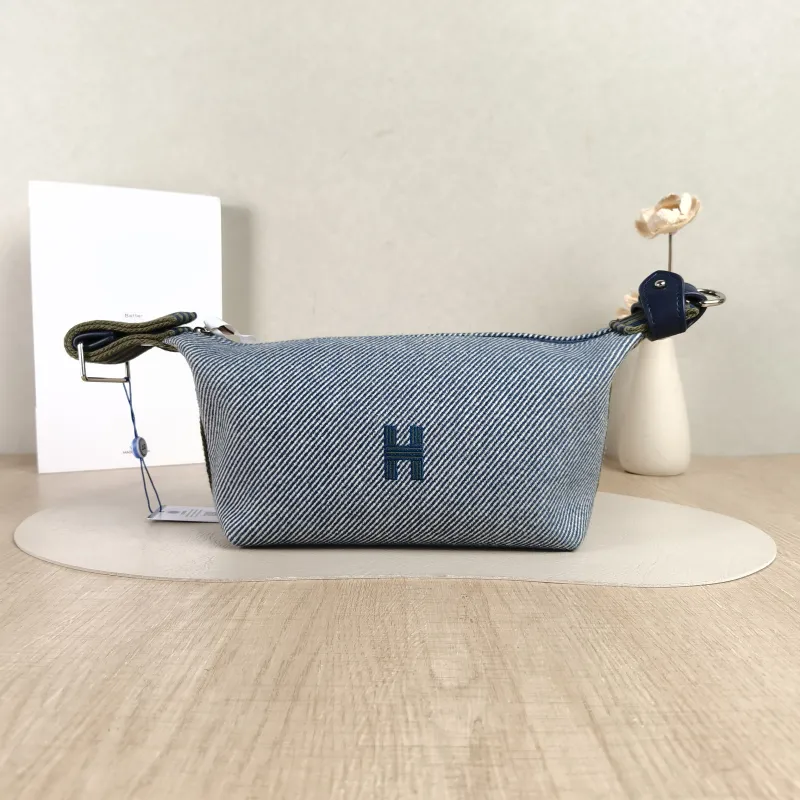Hermès Top Handle Bagbride-a-brac Blue Canvas Small21 × 12 × 27 cm