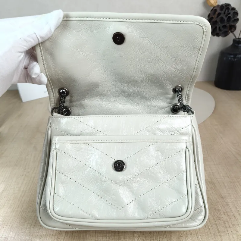 SAINT LAURENT Crossbody Bag Niki D White Waxed Leather Small 21 × 7.5 × 16 cm — detail view 6 of 12