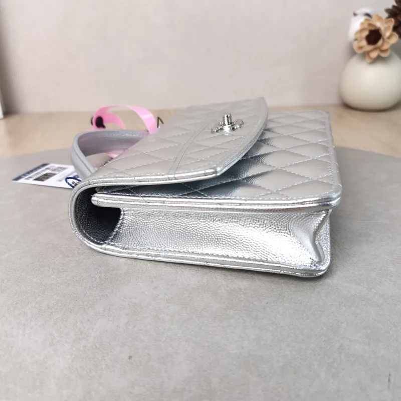Chanel Backpack Backpack Silver Grained Calfskin One Size 18.2 × 5 × 14 cm — detail view 10 of 14