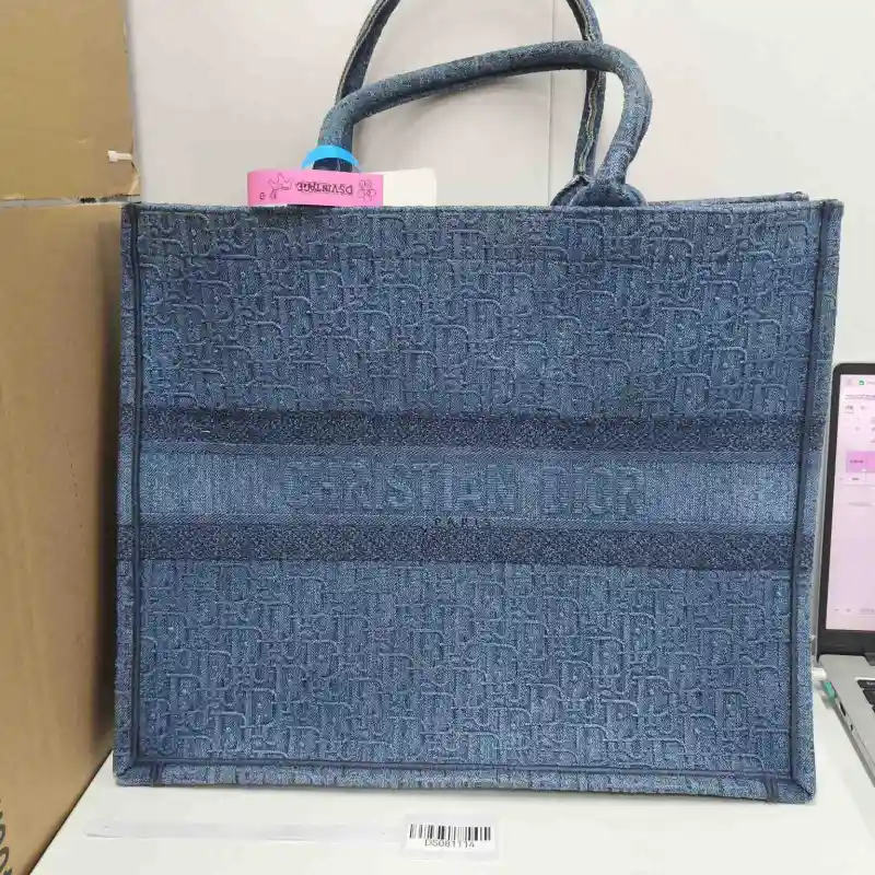 DIOR booktote Tote Bag Large Blue Canvas · 42 × 18.5 × 35 cm