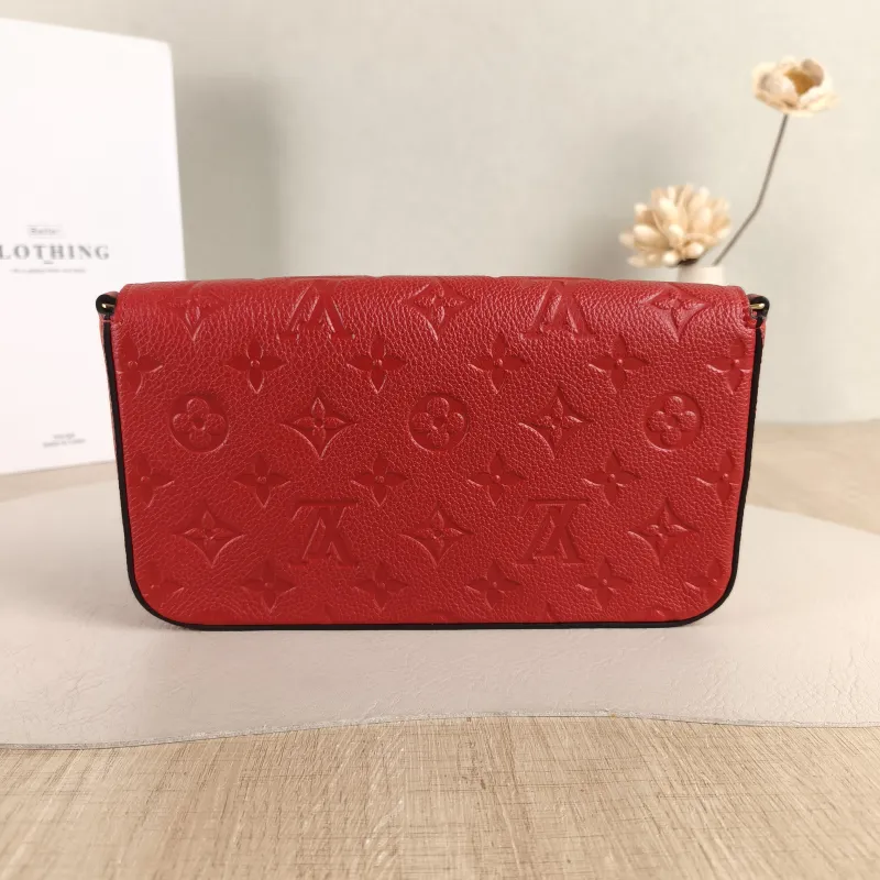 Louis Vuitton Crossbody Bag Pochette Félicie Red Calfskin Small 21 × 3 × 12 cm — cover view 4 of 5