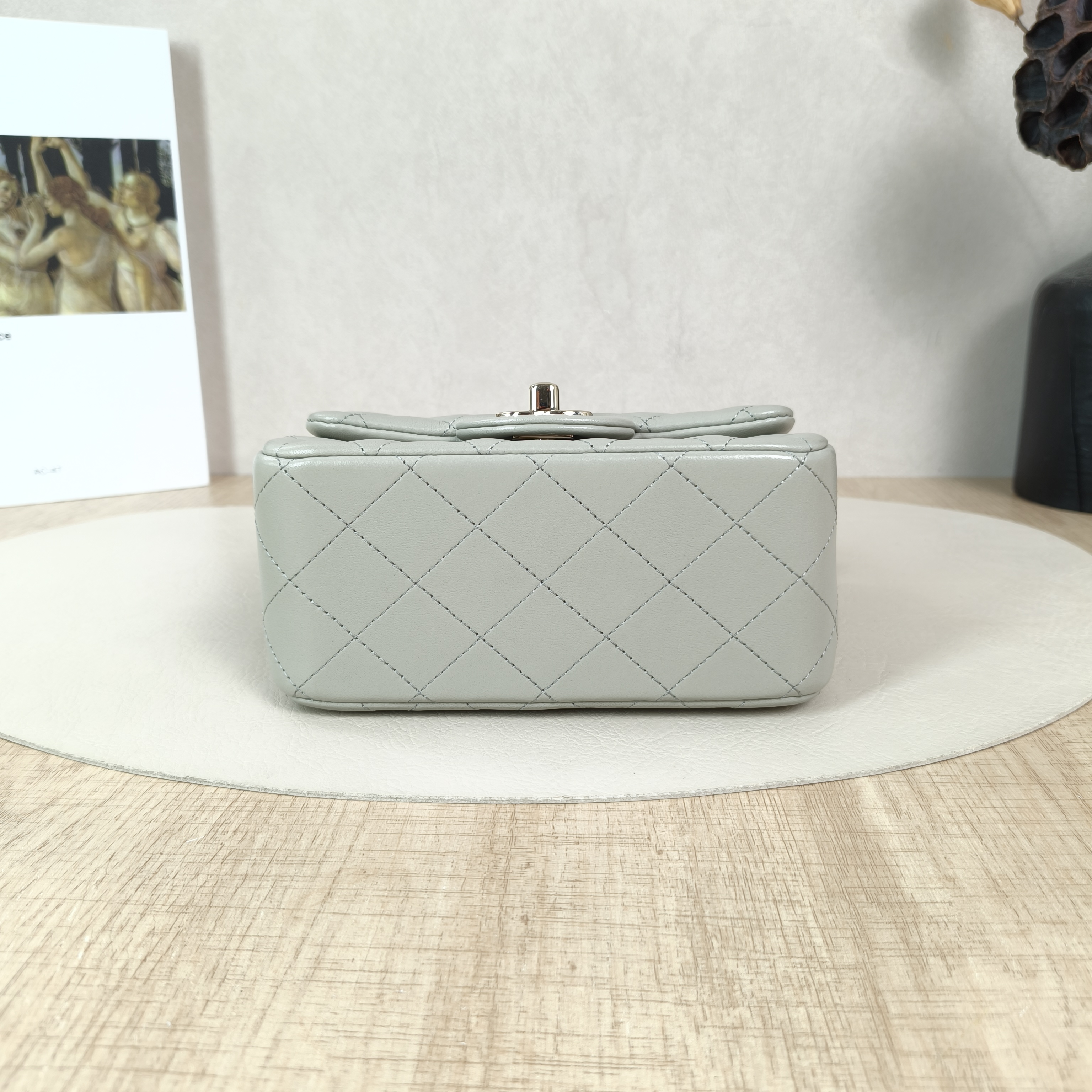Chanel Crossbody Bag Classic Flap Mini CF Mini Grey Lambskin One Size17 × 8 × 13.5 cm — cover view 4 of 5