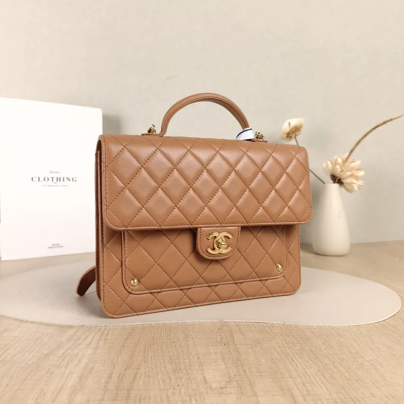 Chanel Backpack Backpack Brown Lambskin One Size23 × 6 × 18 cm — cover view 4 of 5