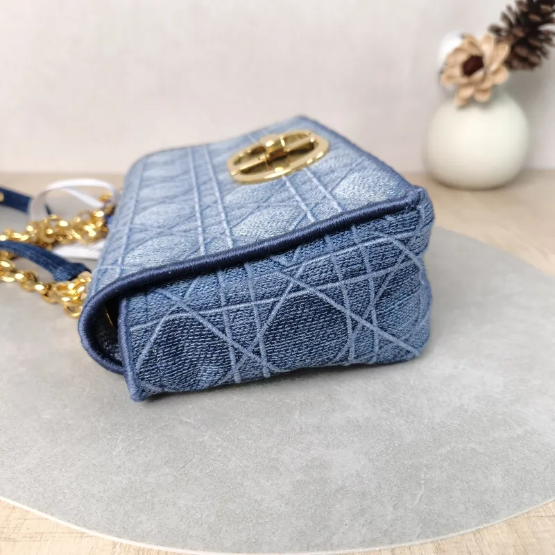 DIOR Crossbody Bag Caro Chain Bag Blue Small 20 × 7 × 13.5 cm — detail view 2 of 10