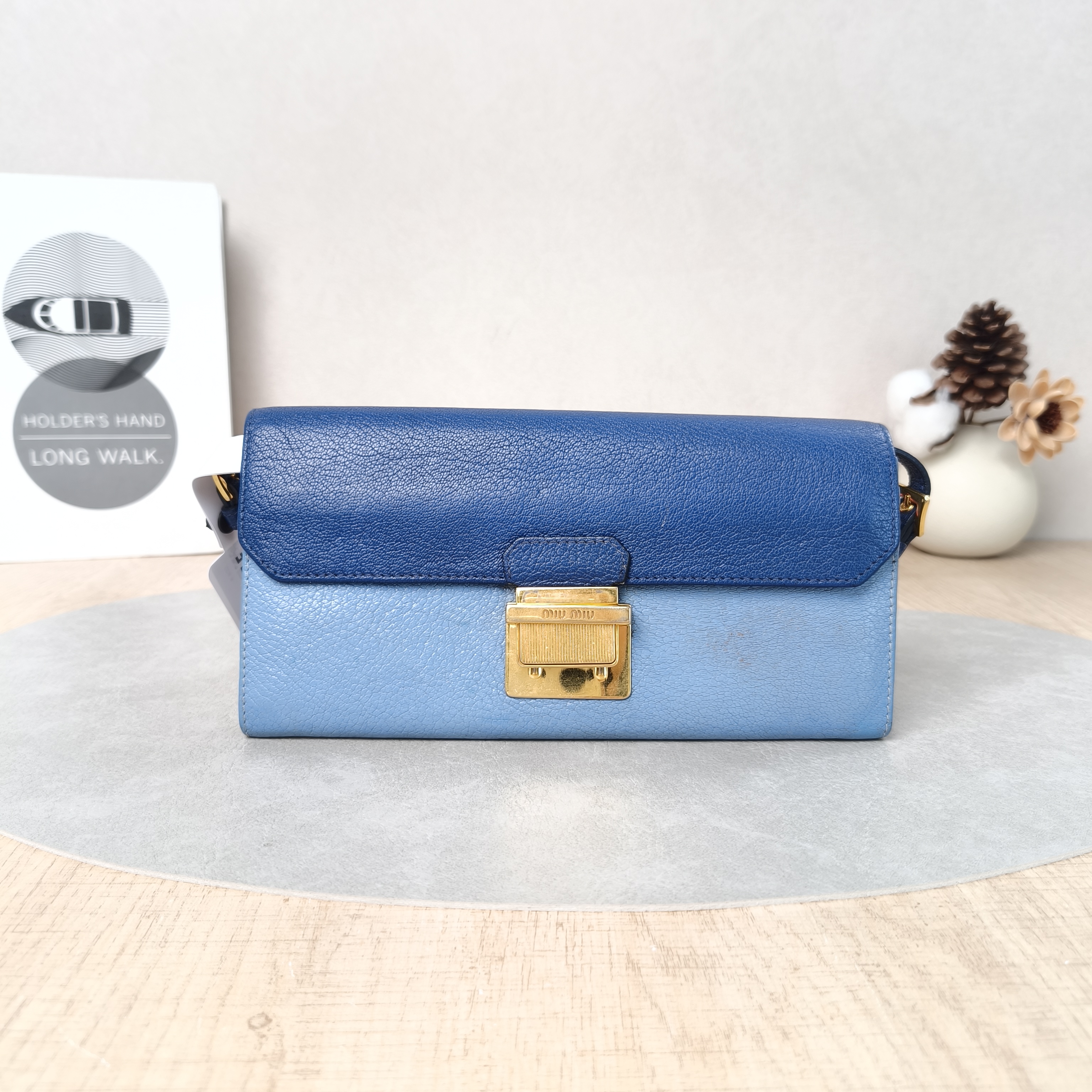 Miumiu Crossbody Bag Crossbody Bag Blue Blue Calfskin One Size21 × 2 × 10 cm