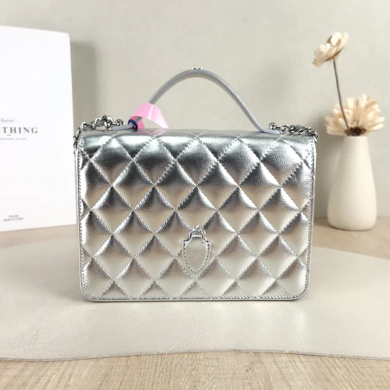 Chanel Backpack Backpack Silver Grained Calfskin One Size 18.2 × 5 × 14 cm — cover view 4 of 5