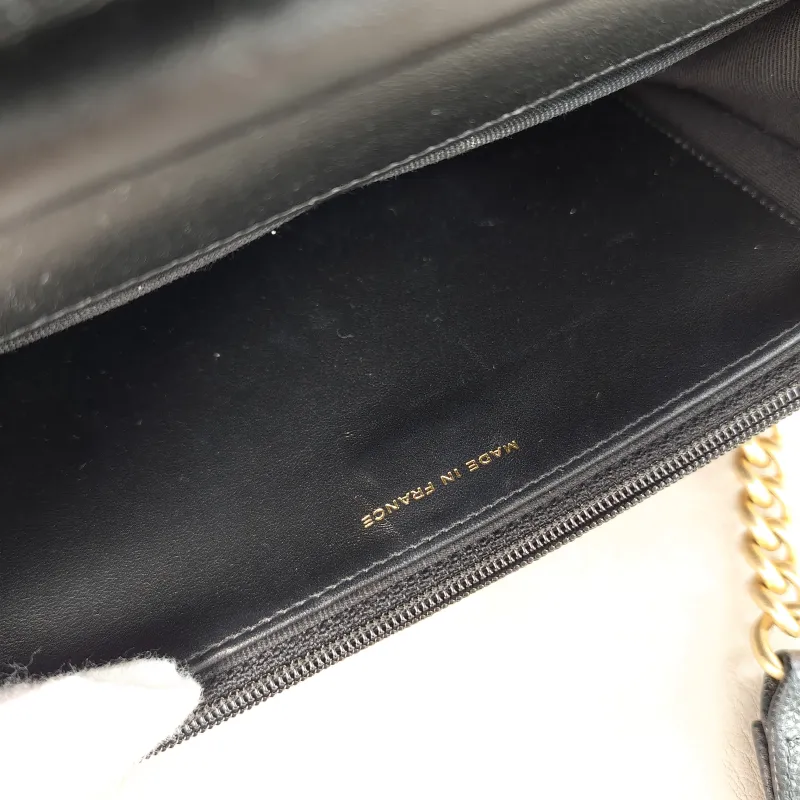 Chanel Crossbody Bag Le Boy​ WOC Black Grained Calfskin Mini 19.2 × 3.5 × 12.3 cm — detail view 7 of 13