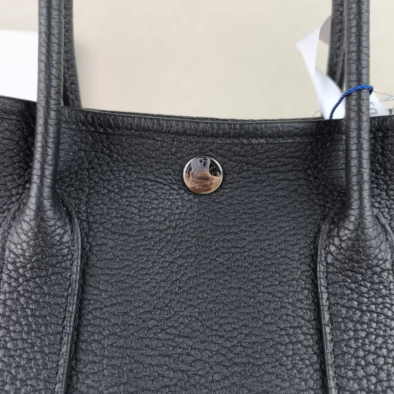 Hermès Top Handle Bag Garden Party 30 30 Black Negonda Calfskin Medium 30 × 13 × 21 cm G — detail view 7 of 10