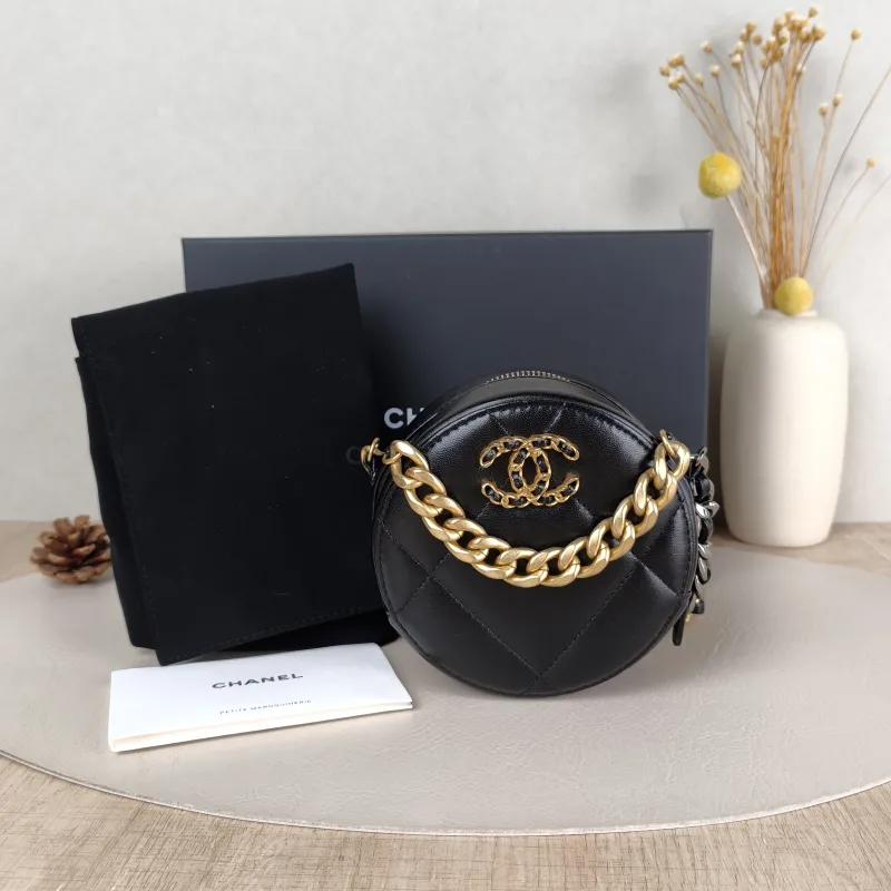 Chanel Crossbody Bag 19bag Black Lambskin Mini 12 × 4.5 × 12 cm — cover view 2 of 6