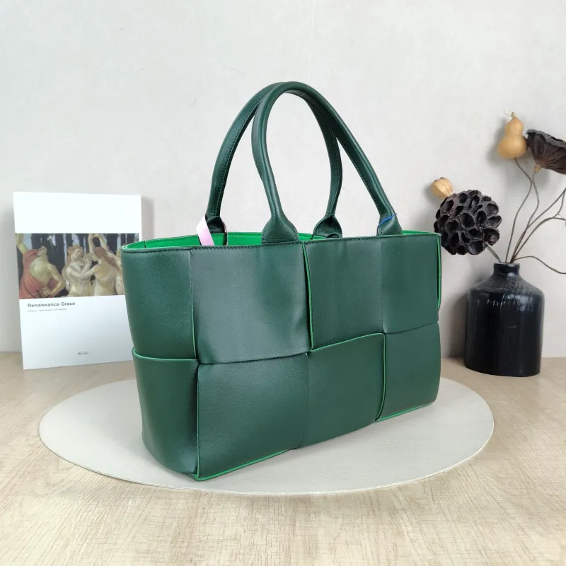 Bottega Veneta Top Handle Bag Arco Woven Tote Bag Green Lambskin Small 30 × 11.5 × 20 cm — cover view 3 of 6