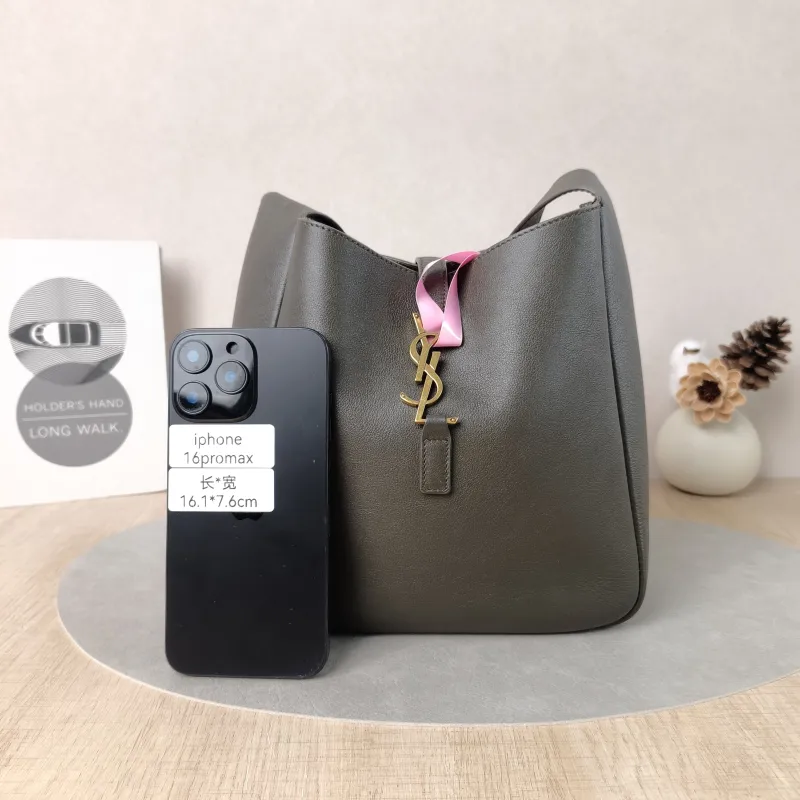 SAINT LAURENT Shoulder Bag LE 5 À 7 Hobo Dark Grey Calfskin Small22 × 8.5 × 23 cm — cover view 5 of 5