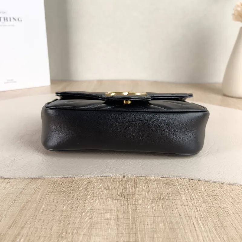 GUCCI Crossbody Bag GG Marmont Mini Marmont Mini Black Calfskin Mini 16.5 × 4.5 × 9.5 cm — cover view 4 of 5