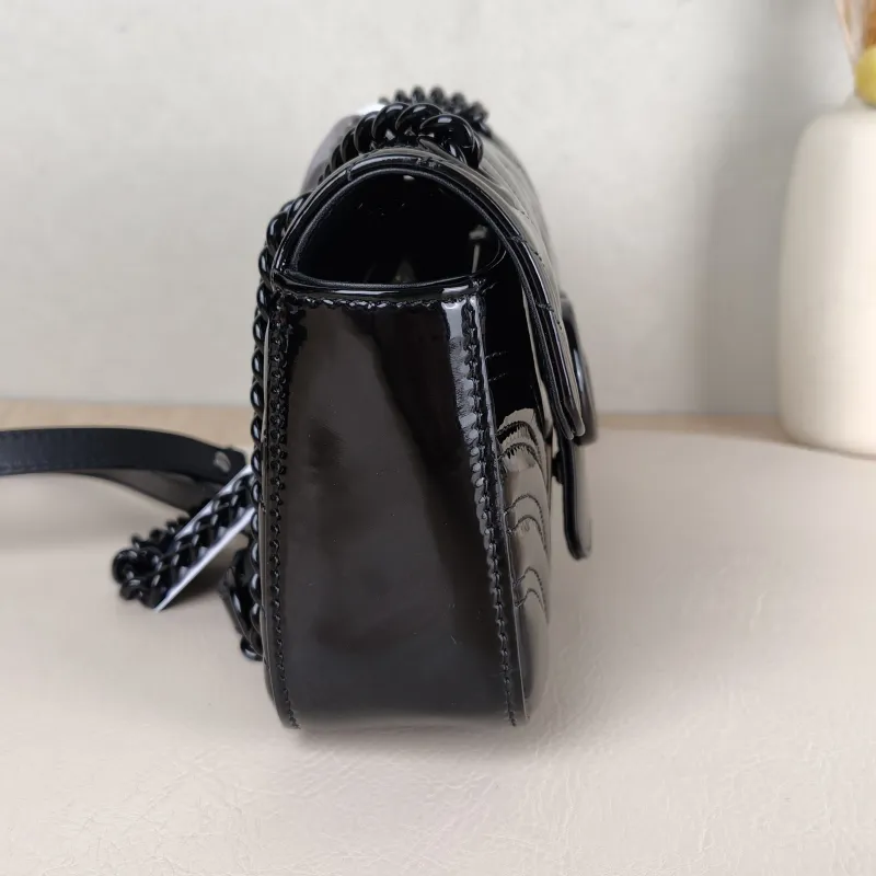 GUCCI Crossbody Bag GG Marmont Small Marmont So Black 22 Black Patent Leather Small 22 × 6 × 13 cm — detail view 5 of 13